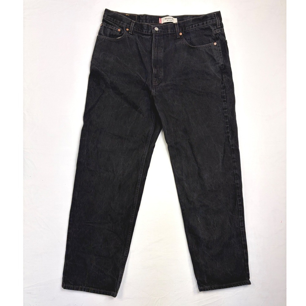 Y2K Levis 550 Relaxed Fit Black Jeans Mens 40x32 Made in USA Distressed Denim